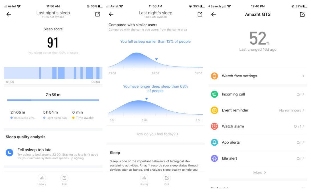 Amazfit GTS Uyku Takibi